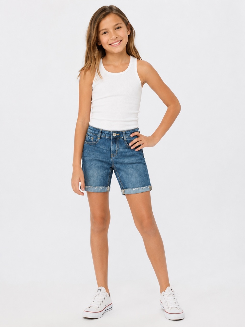 Crazy 8 Girls Denim Bermuda Shorts Size 8 Adjustable Waist